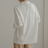 White Satin Long Sleeve Cropped Button Shirt