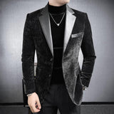 Fleece Panel Leather Collar Blazer