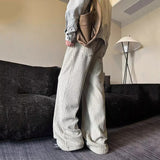 Vertical Striped Straight Loose Woolen Trousers