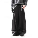 Colorblock Loose Wool Wide-leg Pants