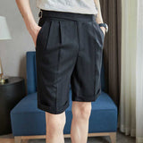 Men's Business British Casual Solid Color Summer Suit Shorts