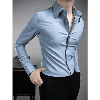 Solid Color Slim Fit Long Sleeve Shirt