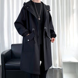 Men's Winter Casual Hooded Long Sleeved Mid Length Coat