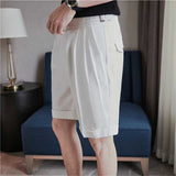 Men's Business British Casual Solid Color Summer Suit Shorts