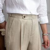 Men's Business Casual High Waisted Pants Slim Fit Trousers