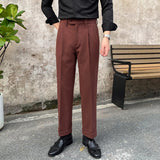 Slim Straight-leg Brushed High-waist Trousers