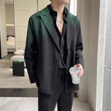 Men's Black and Green Gradient Loose Suit Jacket