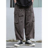 Retro Multi-pocket Wide-leg Pants