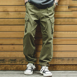 Men's Casual Workwear Elastic Drawstring Straight Trousers