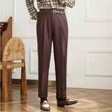 Men's Autumn And Winter Wool High Waist Straight Pants