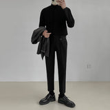 Men's Loose Half Turtleneck Solid Color Casual Bottoming Shirt