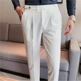 Men's Business Casual High Waisted Pants Slim Fit Dress Pants