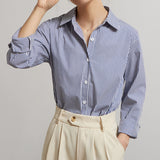 Vertical Stripe Side Slit Shirt