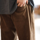 Straight-leg Faux Corduroy Trousers with Drape