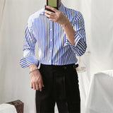 Men's Long Sleeve Slim Striped Windsor Collar Shirt