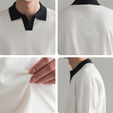 Contrast Lapel Knitted Polo Shirt