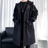 Men's Winter Casual Hooded Long Sleeved Mid Length Coat