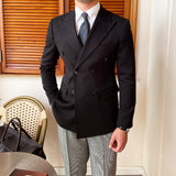 Double Breasted Solid Slim Fit Padded Blazer