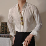 Men's Casual Slim Fit Cotton And Linen Shirt