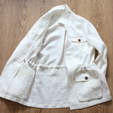 POLO Collar Unstructured Linen Solid American Jacket