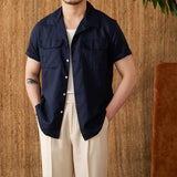 Men's Cotton And Linen Button-Down Shirt