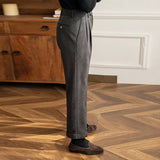 Casual High Waist Straight Thick Trousers