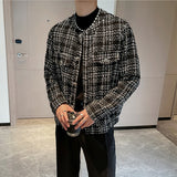 Casual Jacket Round Neck Plaid Coat