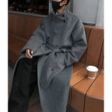 Stand Collar Woolen Over Knee Loose Coat