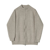 Loose Stand Collar Zip Knit Cardigan