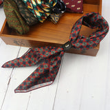 Men's Vintage Silk Scarf Buckle Printed Square Scarf