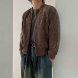 Corduroy Crew Neck Short Loose Casual Jacket