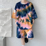 Tie Dye Loose Short Sleeve Shorts Suit