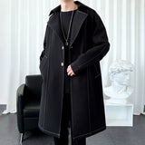 British Casual Solid Color Lapel Single Breasted Long Sleeved Coat