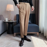 Men's Business Casual High Waisted Pants Slim Fit Dress Pants