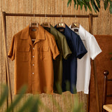 Men's Cotton And Linen Button-Down Shirt