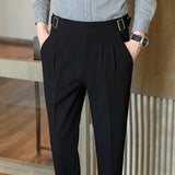 Men's Business Casual High Waisted Pants Slim Fit Dress Pants