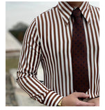 Men's Retro Casual No-Iron Long Sleeve Striped Shirt