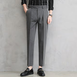 Mens Casual Slim Straight Suit Trousers