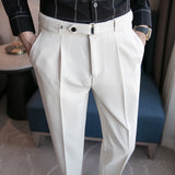 Men's Casual British Slim Elastic Belt Trousers