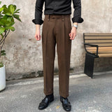 Slim Straight-leg Brushed High-waist Trousers