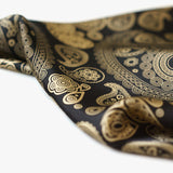 Men's Black Gold Cashew Pattern Vintage Silk Scarf