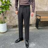 Slim Straight-leg Brushed High-waist Trousers