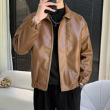 Men's Leather Casual Stand Collar Jacket