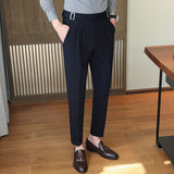 Men's Business Casual High Waisted Pants Slim Fit Dress Pants