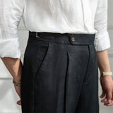 Men's Business Casual High Waisted Pants Slim Fit Trousers