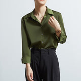 Satin Single-breasted Long-sleeved Shirt