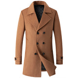 Men's Elegant British Double Breasted Lapel Mid Length Coat