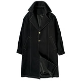 British Casual Solid Color Lapel Single Breasted Long Sleeved Coat