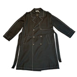 Topstitched Solid Color Windbreaker Mid-Length Double-Breasted Coat