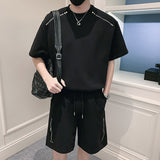 Summer Casual Multi-zipper Short-sleeve T-shirt Shorts Suit